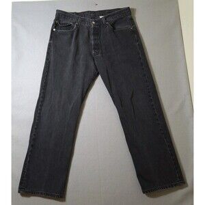 Levis 501 Jeans Mens 38x32 Black Straight Leg Classic Denim Button Fly VTG 2000s